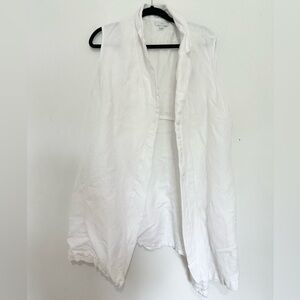 J. Jill White Sleeveless Button Down Shirt long lined cardigan size XL